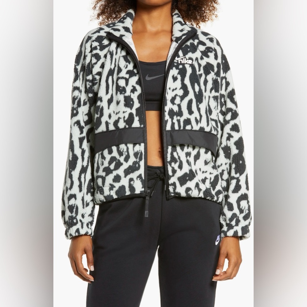 Nike Animal Print Fleece Zip Up - XS